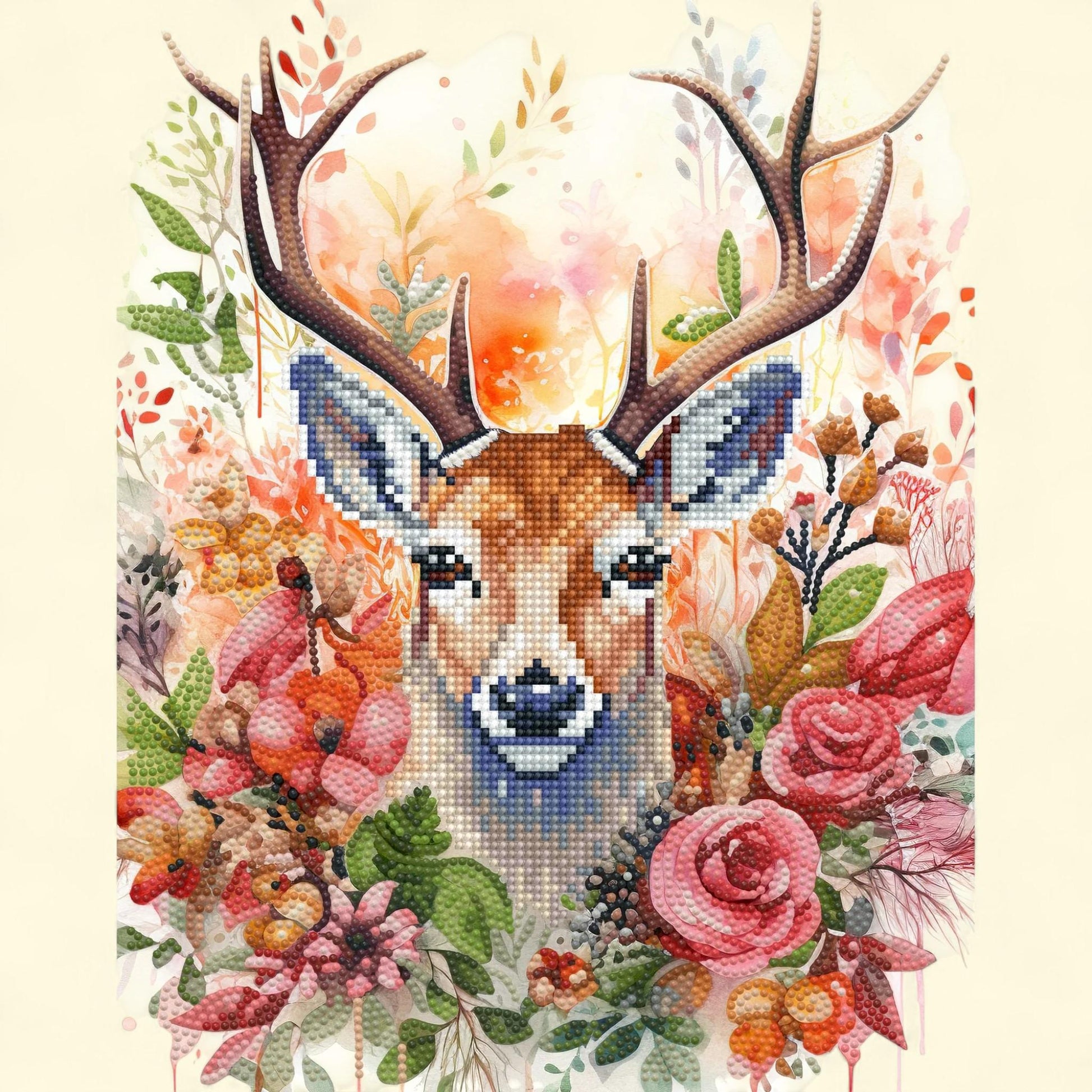Diamond Dotz, Floral Deer Diamond Painting Kit, 11.02" x 13.98" — authentic US product shipped worldwide by Treatspree