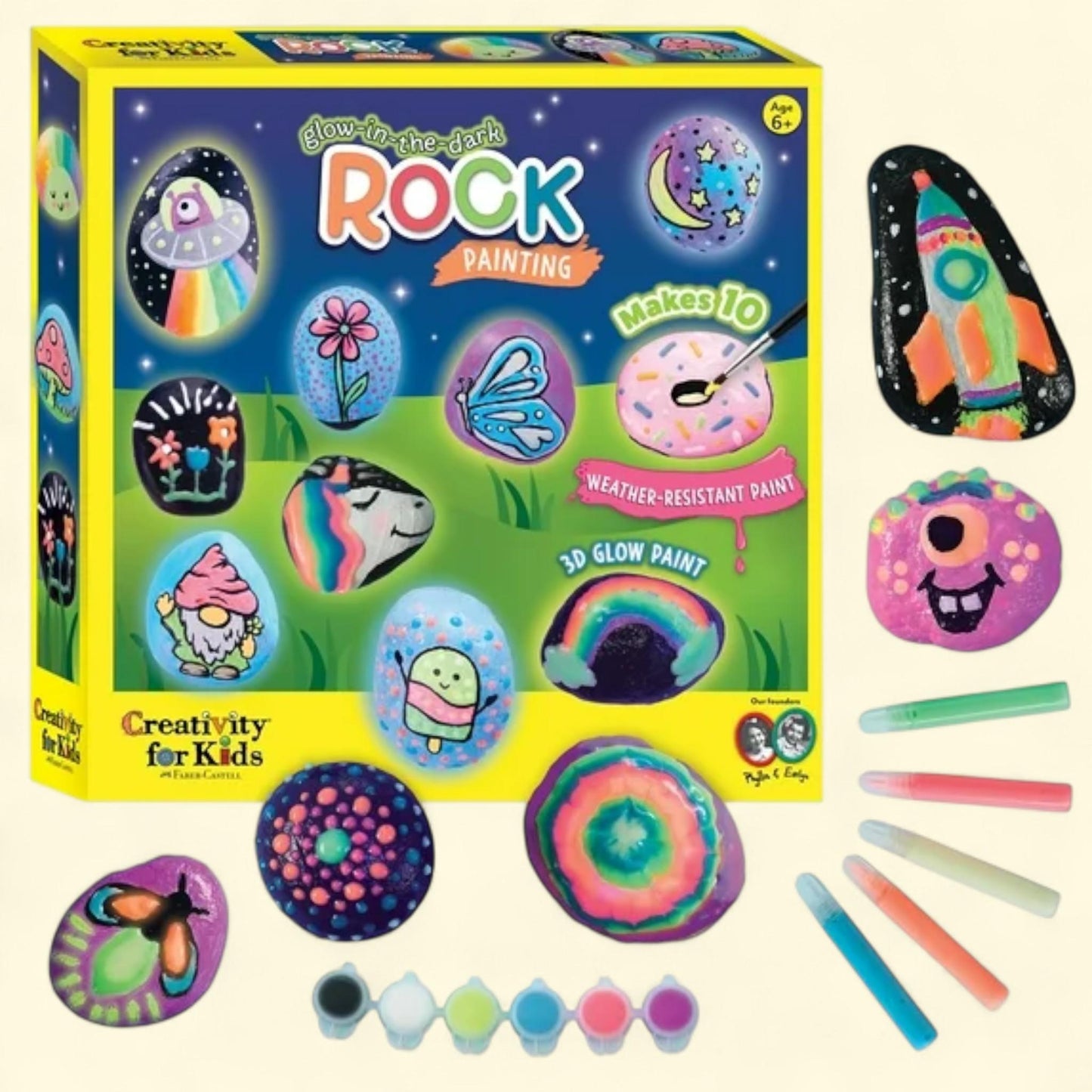 Creativity for Kids Glow in the Dark Rock Painting Kit, Ages 6-8+, 8+