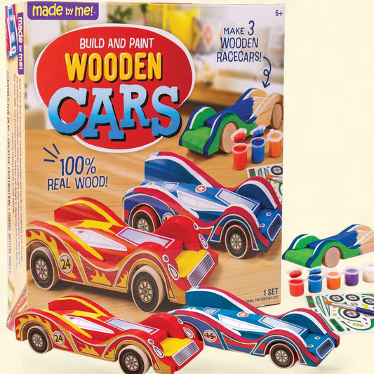 Made by Me Build & Paint Wood Cars, 3 Race Car, Ages 6+