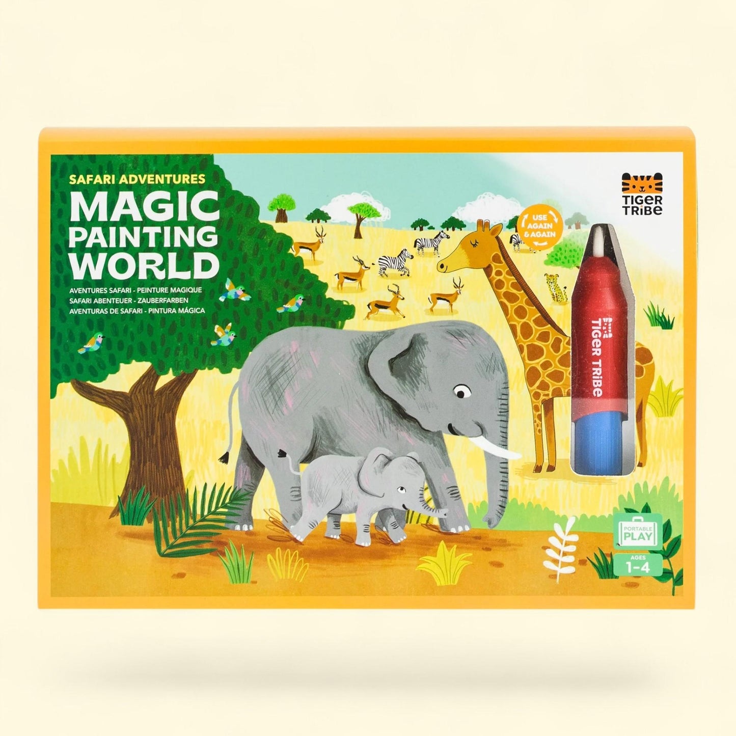 Tiger Tribe: Magic Water Painting World - Safari Adventures, 4 Reusable Cards