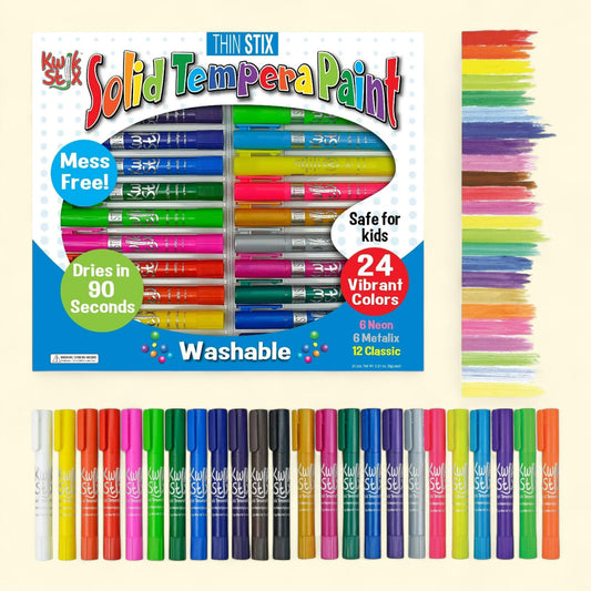 Kwik Stix Thin Stix Solid Tempera Paint Sticks, 24 Count