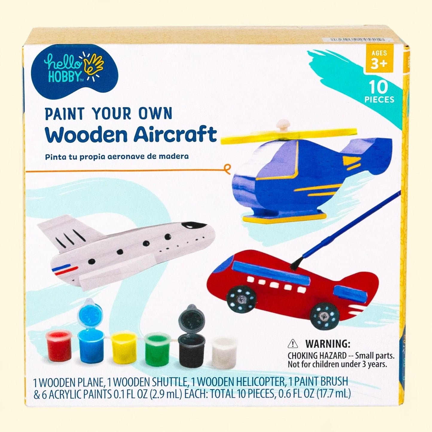 Hello Hobby Paint Your Own Wooden Aircrafts, Multicolor, Ages 3+ — authentic US product shipped worldwide by Treatspree