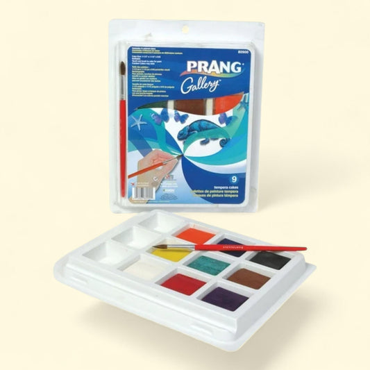 Prang Tempera Cake Set, 9 Colors with Brush