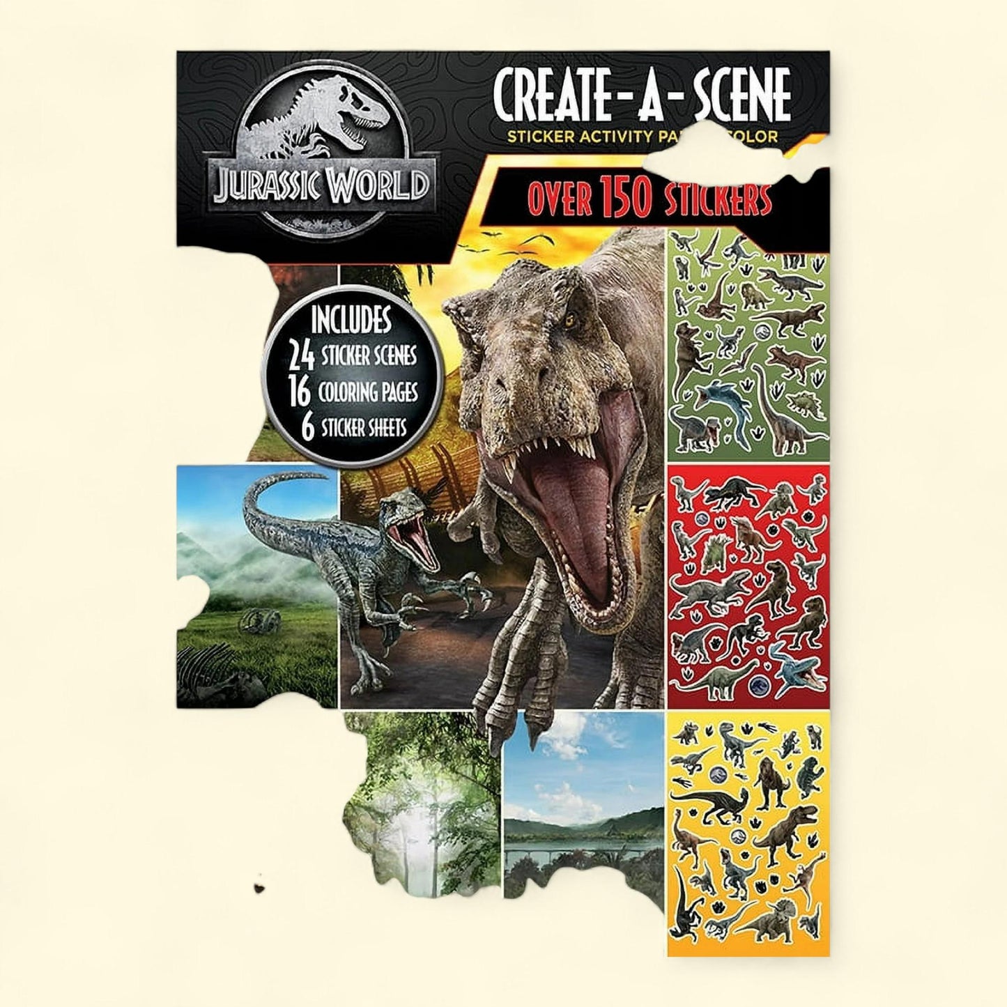 Bendon Jurassic World Create a Scene Sticker Book, 32 Pages, 6 Sticker Sheets, Paperback