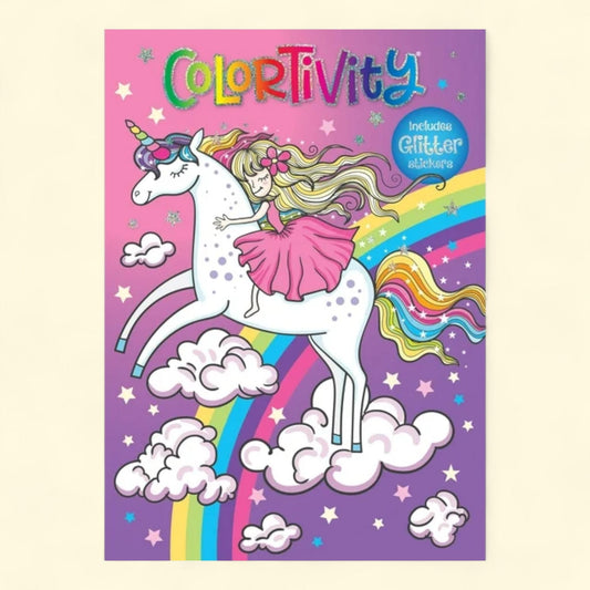 Colortivity Unicorn with Glitter Stickers, 48 pages
