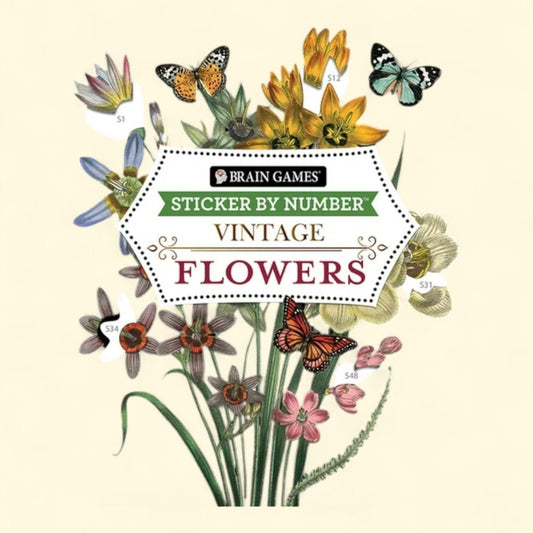 Brain Games: Sticker by Number VINTAGE FLOWERS, 28 images