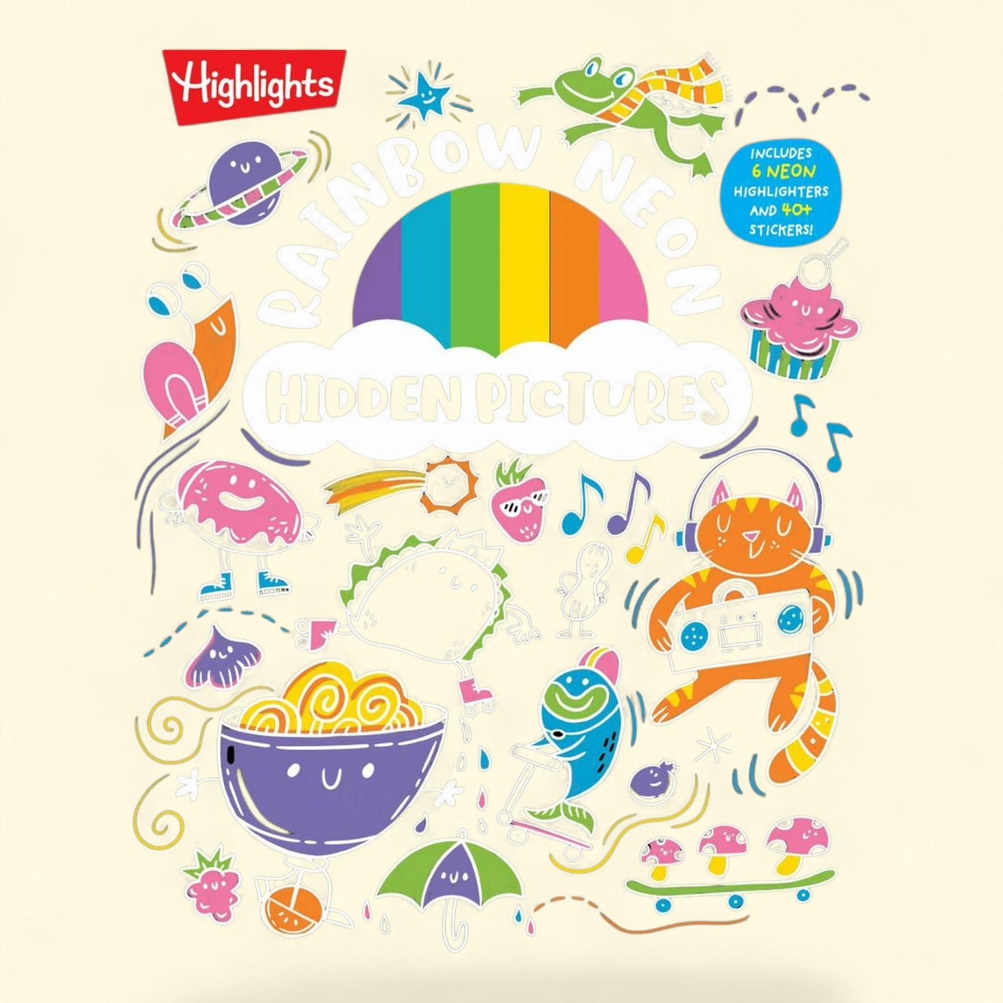 Rainbow Neon Hidden Pictures Activity Book, Size: Hardcover