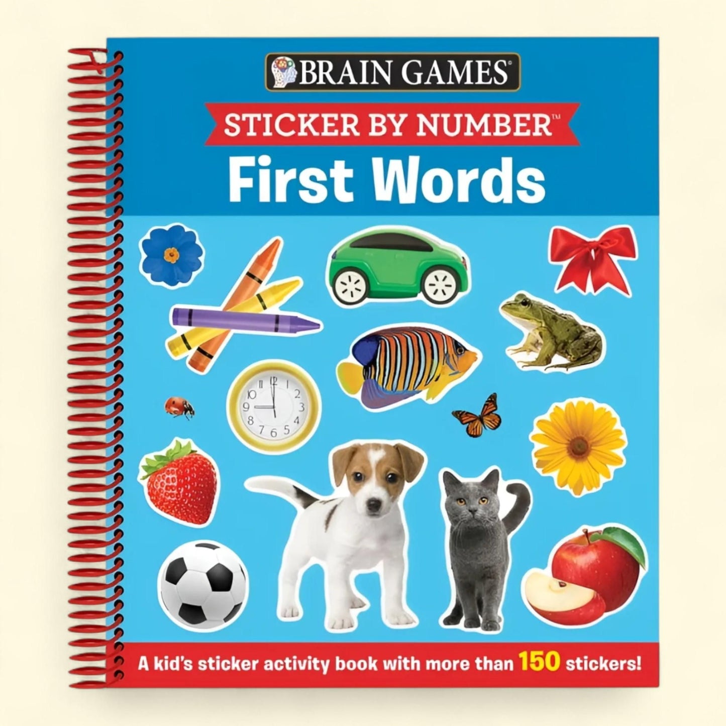 Brain Games - Sticker by Number: First Words, Ages 3 to 6, 150+ Stickers