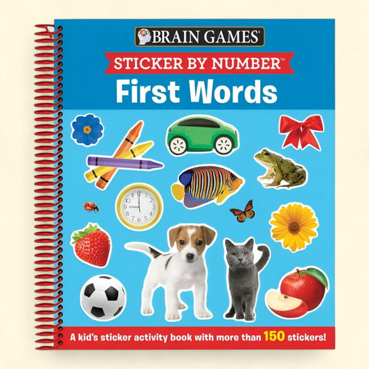 Brain Games - Sticker by Number: First Words, Ages 3 to 6, 150+ Stickers