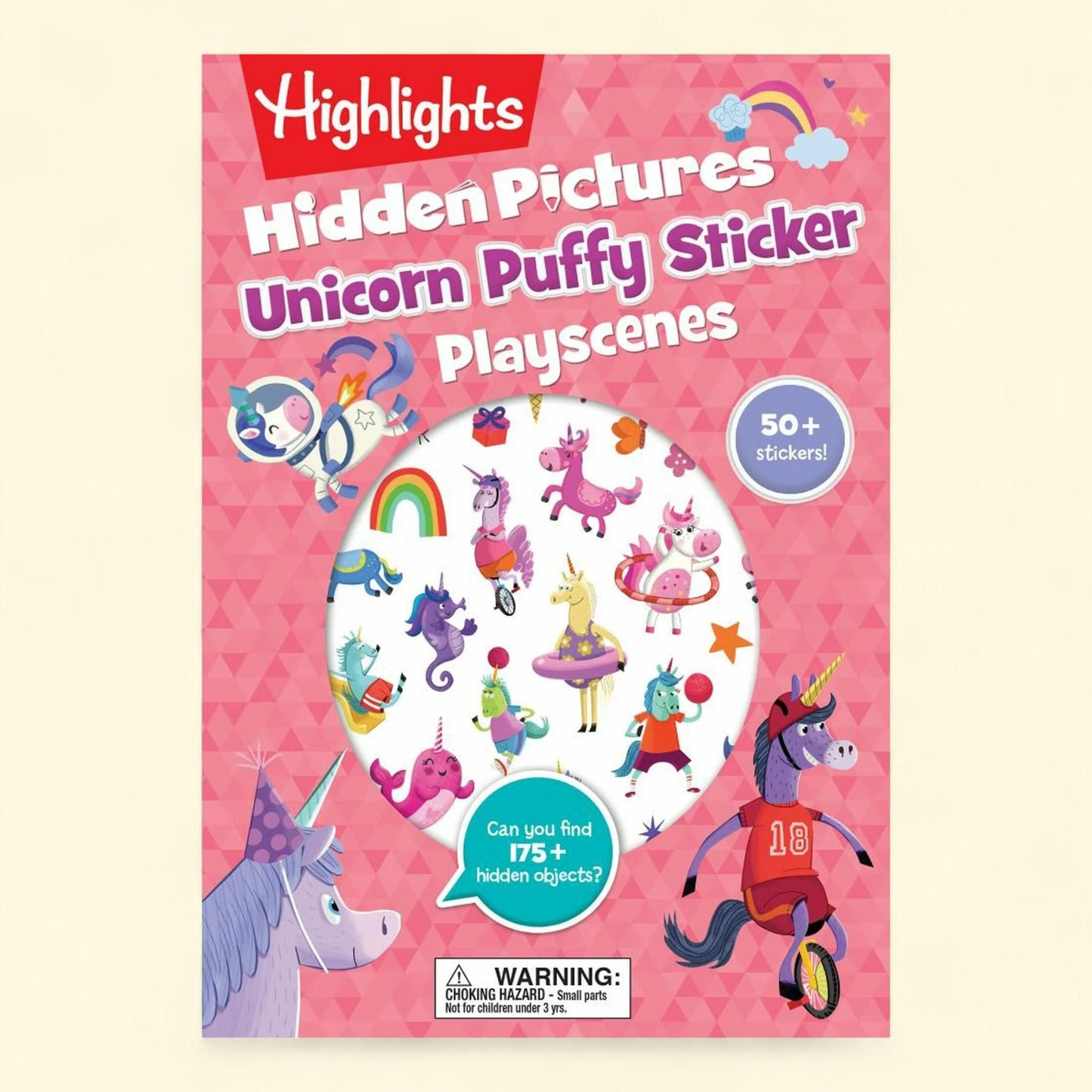 Highlights, Unicorn Hidden Pictures Puffy Sticker Playscenes, 50 Reusable Stickers