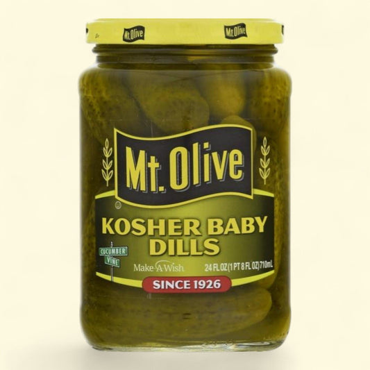 Mt. Olive Kosher Baby Dill Pickles, 24 fl oz Jar
