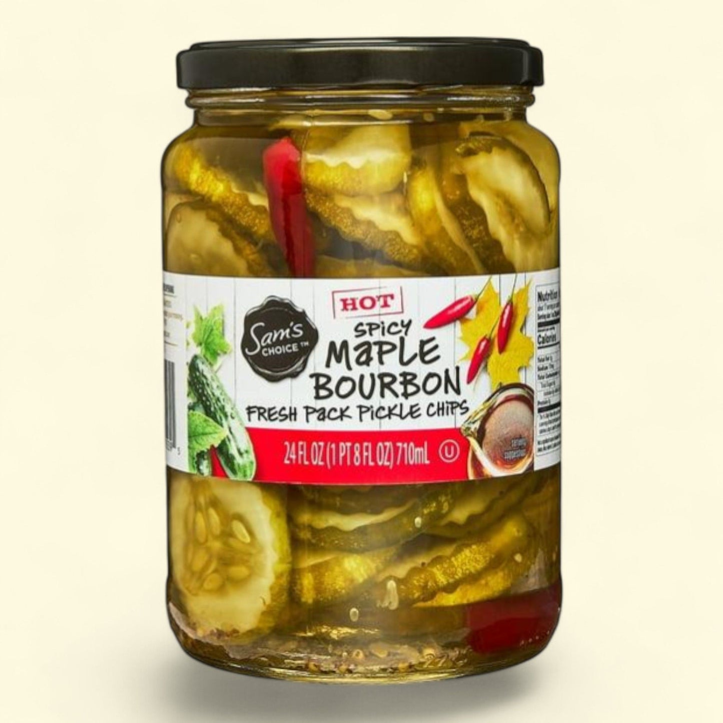 Sam's Choice Spicy Hot Maple Bourbon Pickle Slices, 24 oz Jar — authentic US product shipped worldwide by Treatspree