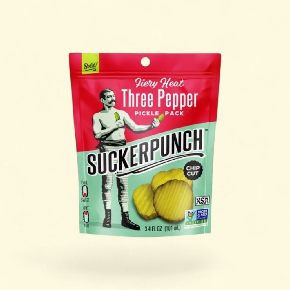 Suckerpunch Three Pepper Pickle Snack Pack, 3.4oz — authentic US product shipped worldwide by Treatspree
