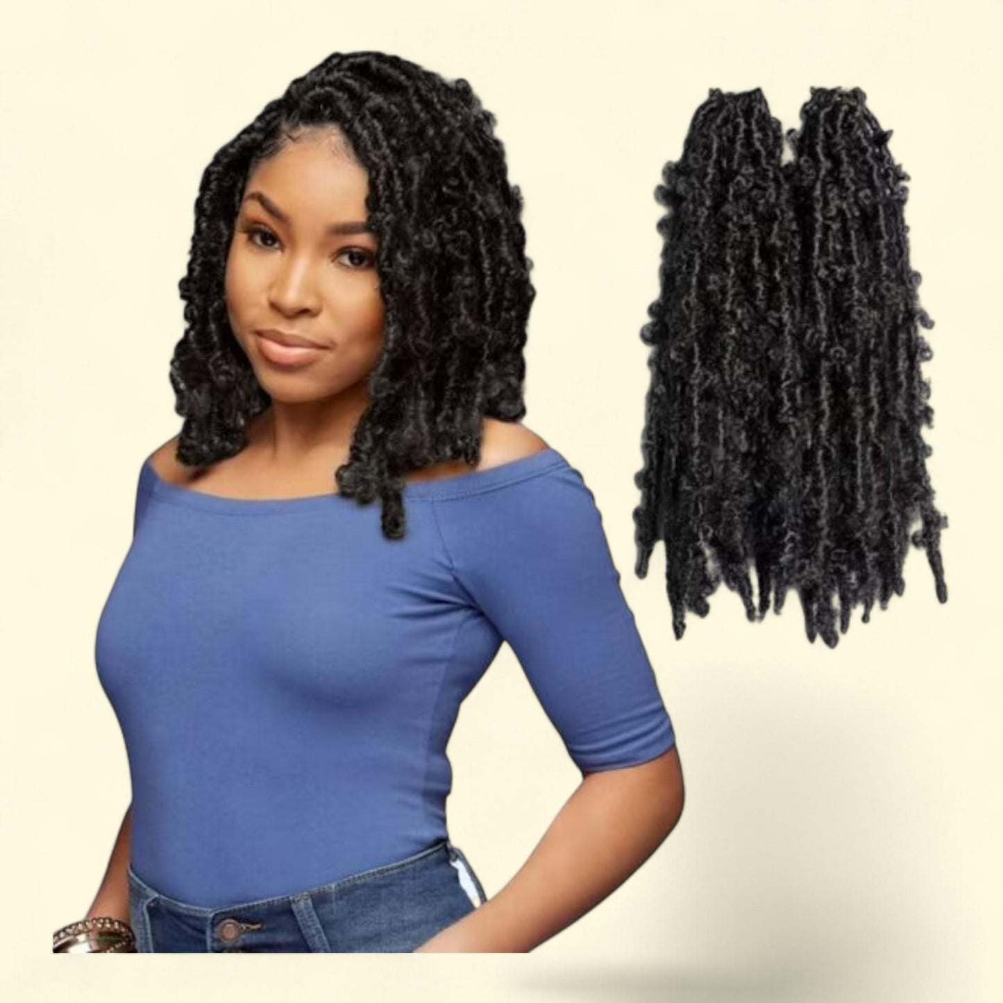 Darling Butterfly Locs Crochet Hair 2X Pack, 12 inch, #1B