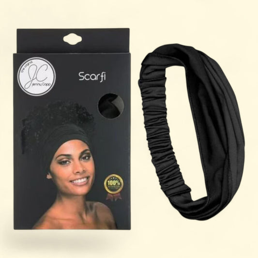 Jenny Capp Soft Cotton-Silk Black Hair Scarfi, Multipurpose Shower Cap Scarfi Headband, Women
