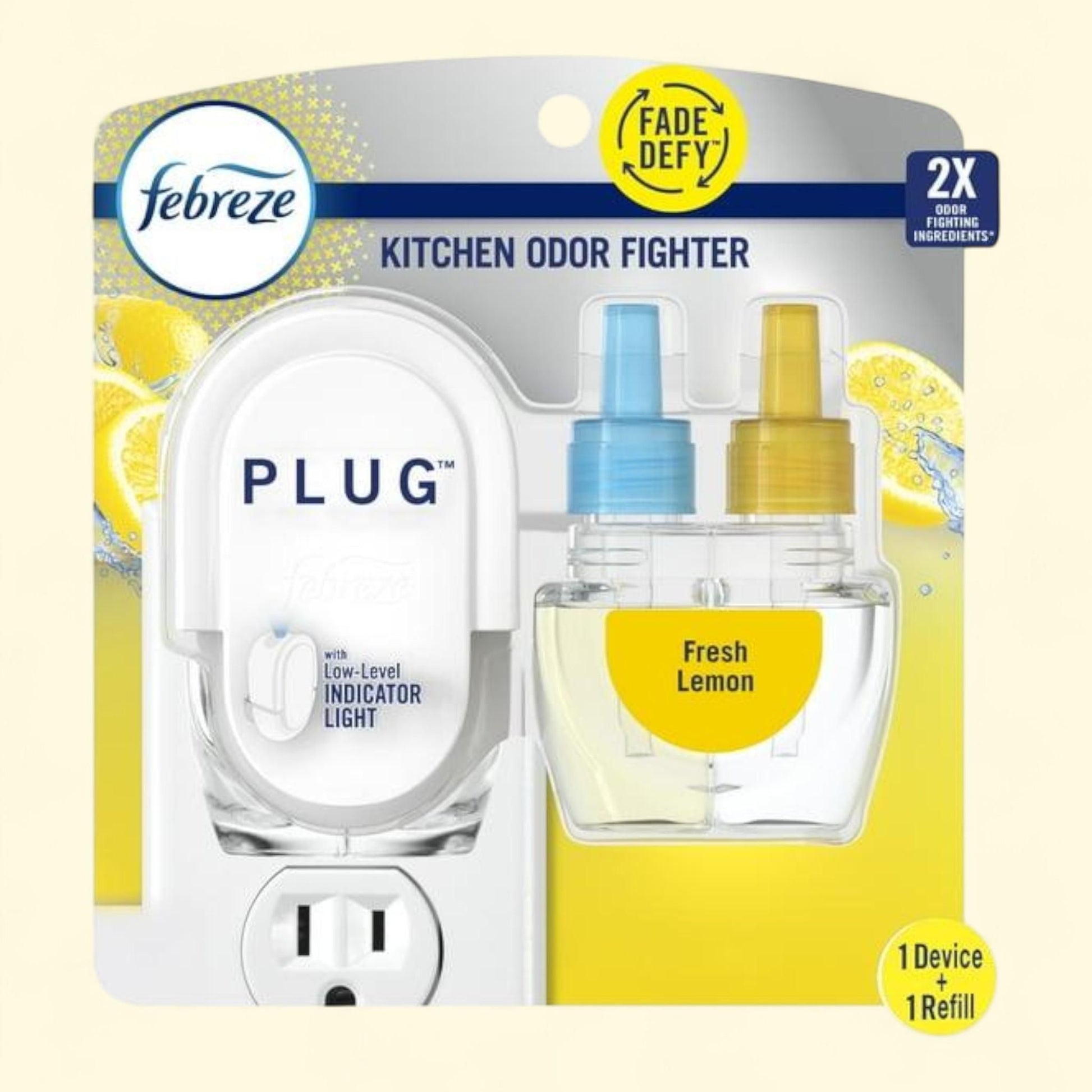 Febreze Plug In Air Freshener, Lemon, Warmer + 1 Refill — authentic US product shipped worldwide by Treatspree