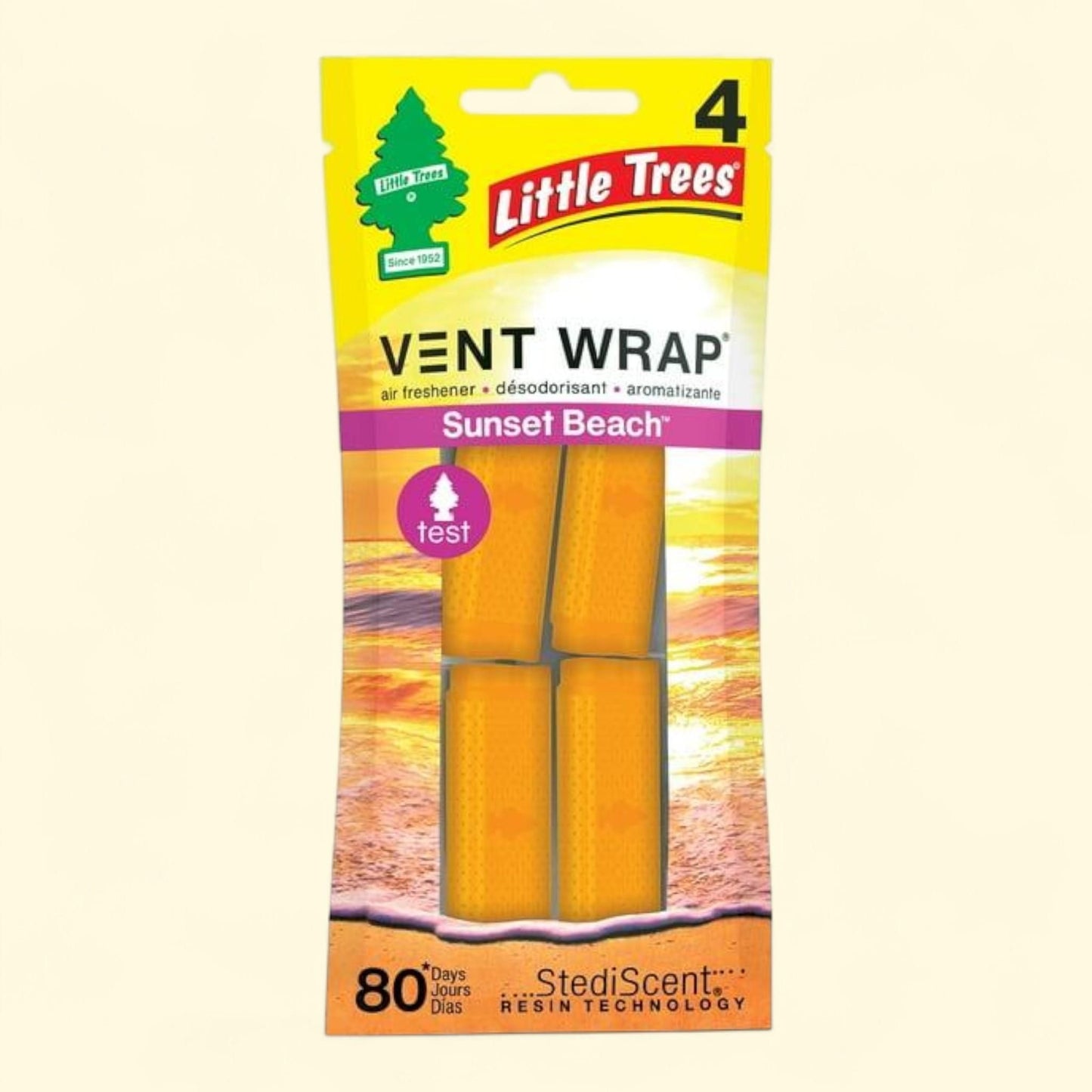 Little Trees Air Freshener Vent Wrap Sunset Beach 4-Pack
