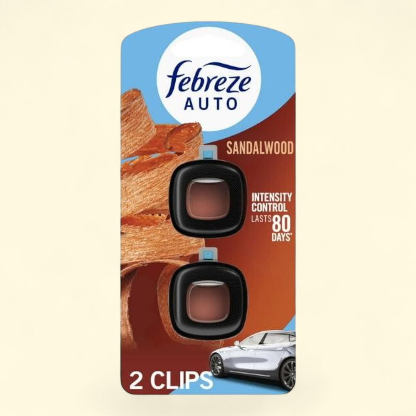Febreze AUTO Car Air Freshener, Sandalwood, 2 Count
