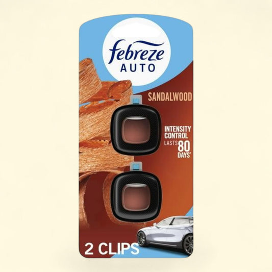 Febreze AUTO Car Air Freshener, Sandalwood, 2 Count