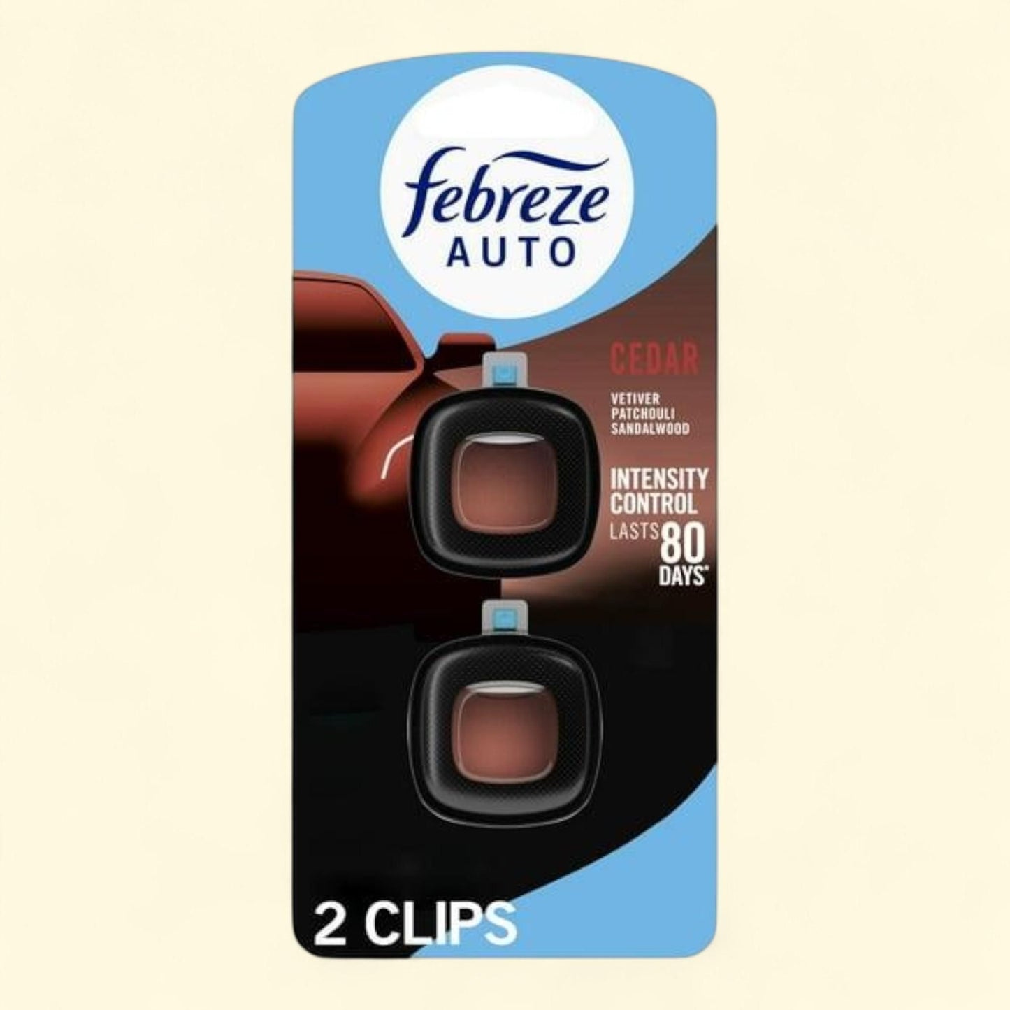 Febreze Car Air Freshener, Cedar, 2 Count