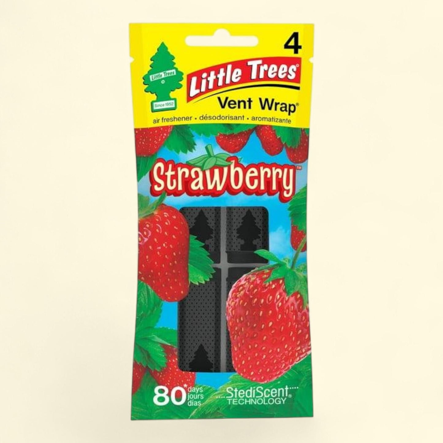 Little Trees Air Freshener Vent Wrap, Strawberry, 4-Pack