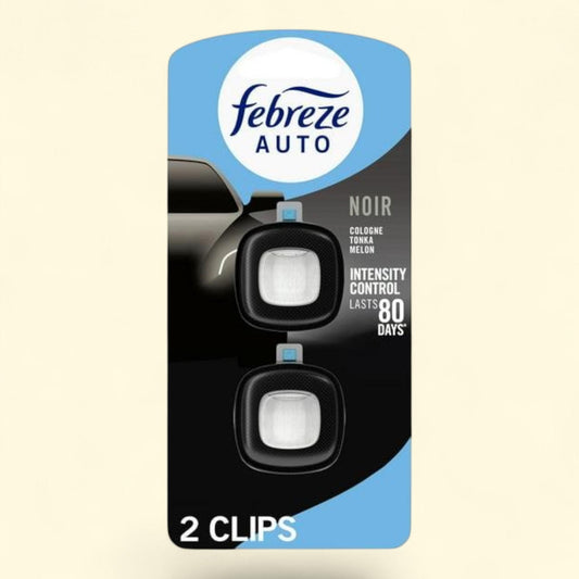 Febreze AUTO Car Air Freshener, Car Vent Clip, Noir, 2 Count