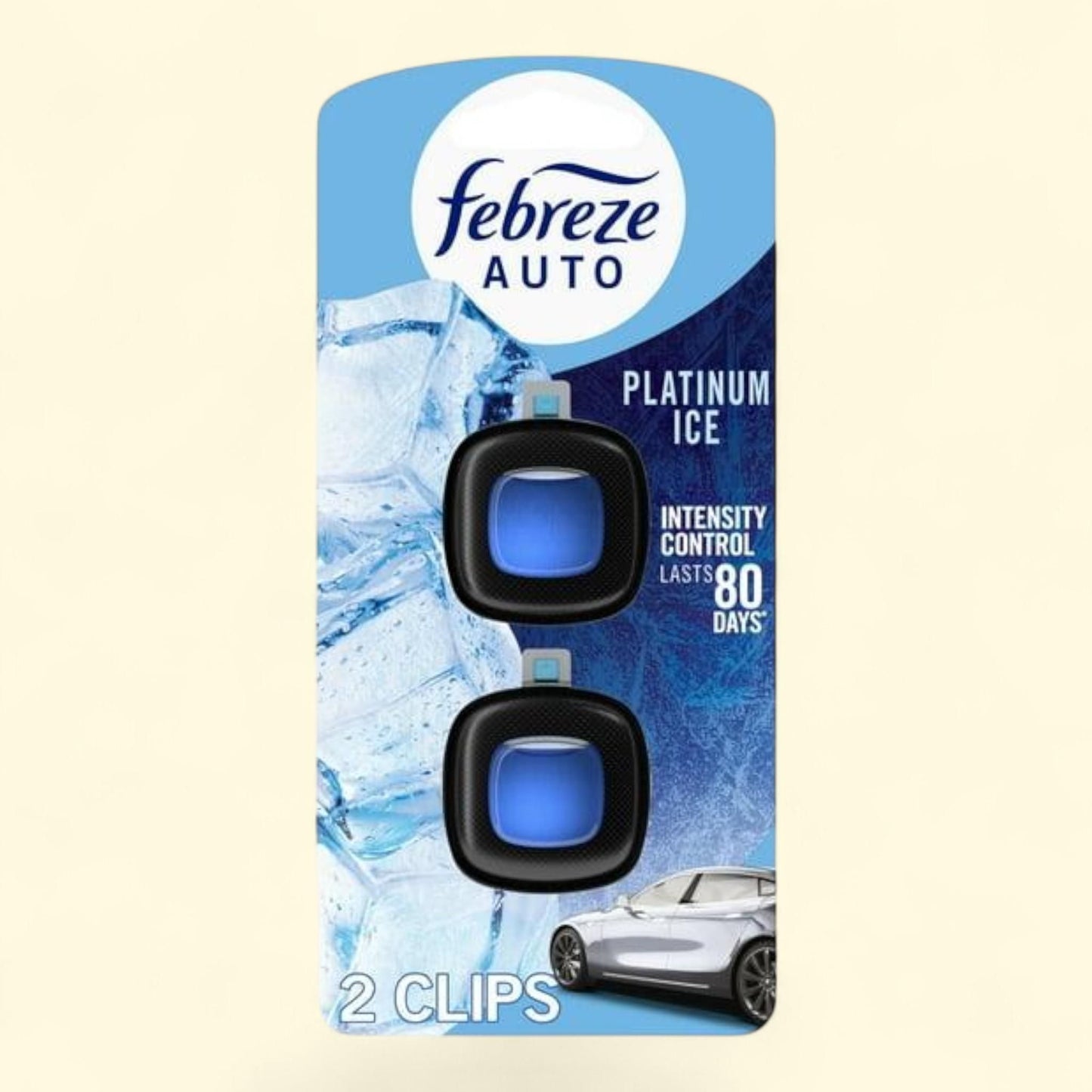 Febreze Car Air Freshener, Platinum Ice, 2 Count