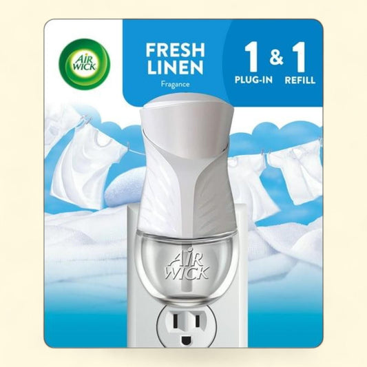 Air Wick Plug-In Scented Oil Air Freshener Starter Kit, Fresh Linen, 2 Piece