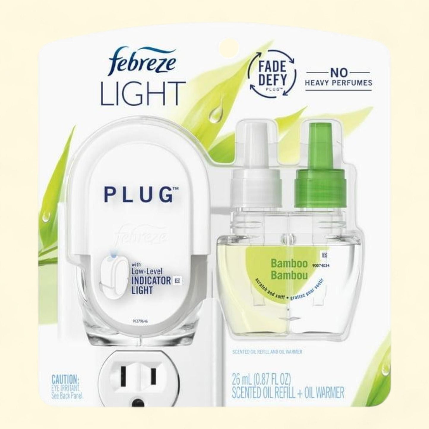 Febreze Light Plug In Air Freshener, Bamboo, Starter Kit + 1 Refill