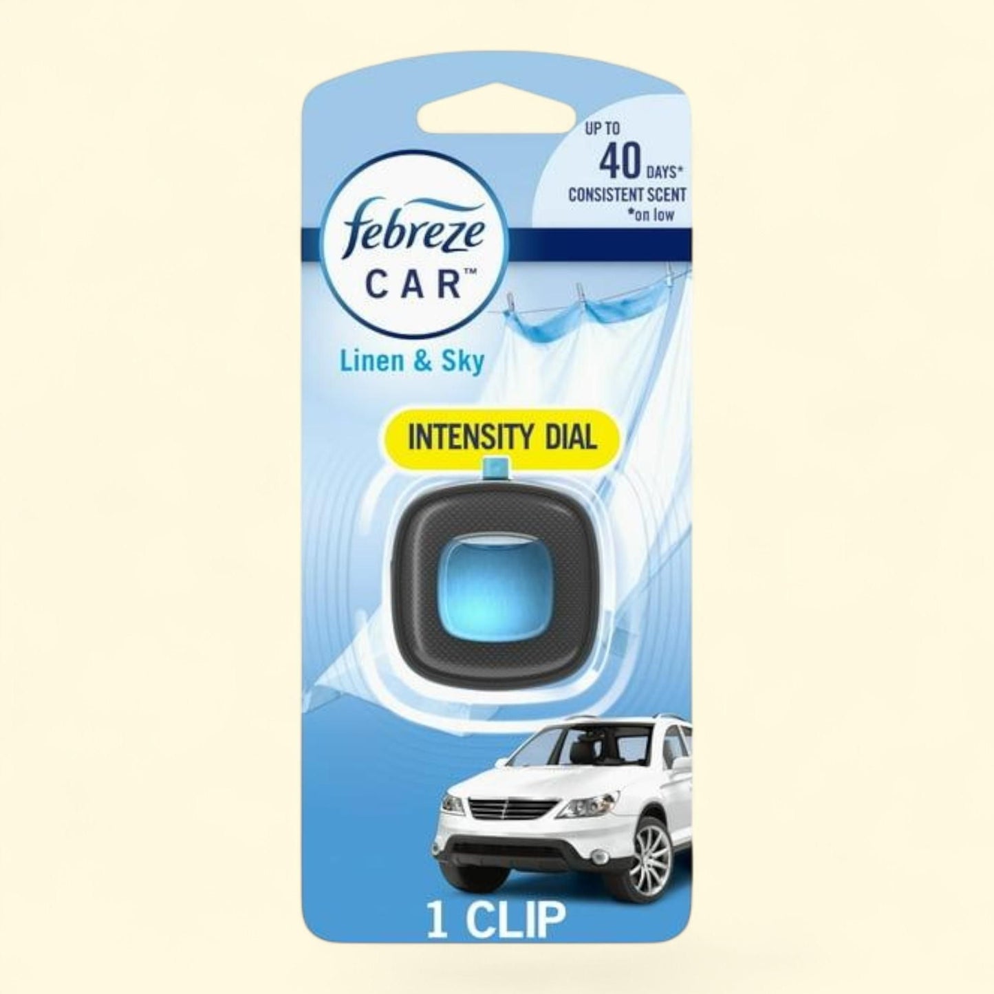 Febreze Car Air Freshener Vent Clip, Linen & Sky, 1 Count