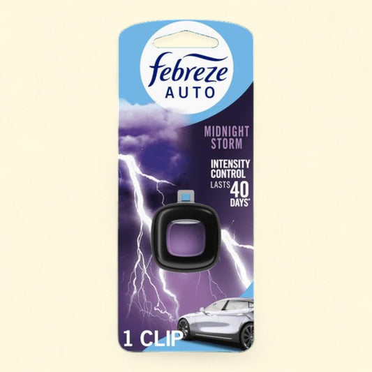 Febreze Car Air Freshener, Odor-Fighting Car Vent Clip, Midnight Storm, 1 Count