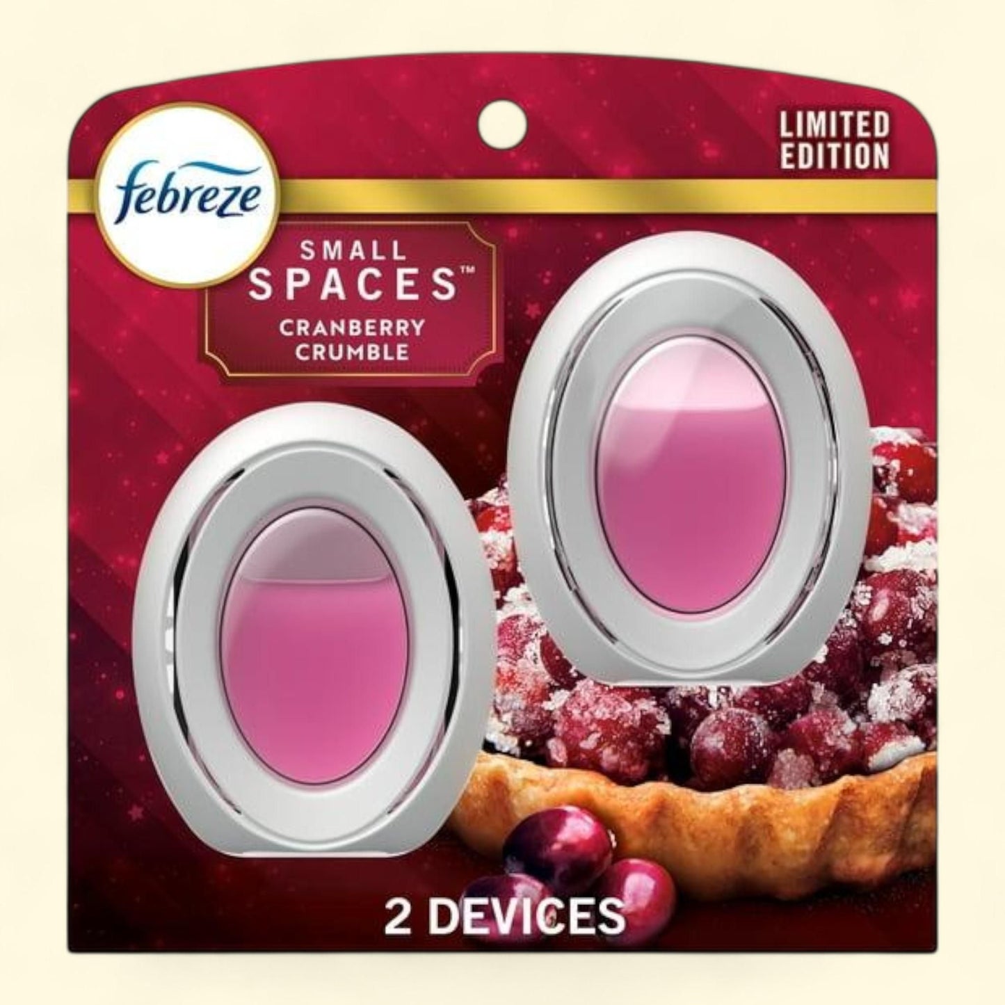 Febreze Small Spaces Air Freshener, Cranberry Crumble, 2ct, 15ml
