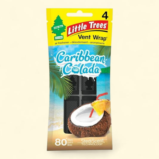 Little Trees Air Freshener Vent Wrap, Caribbean Colada, 4-Pack