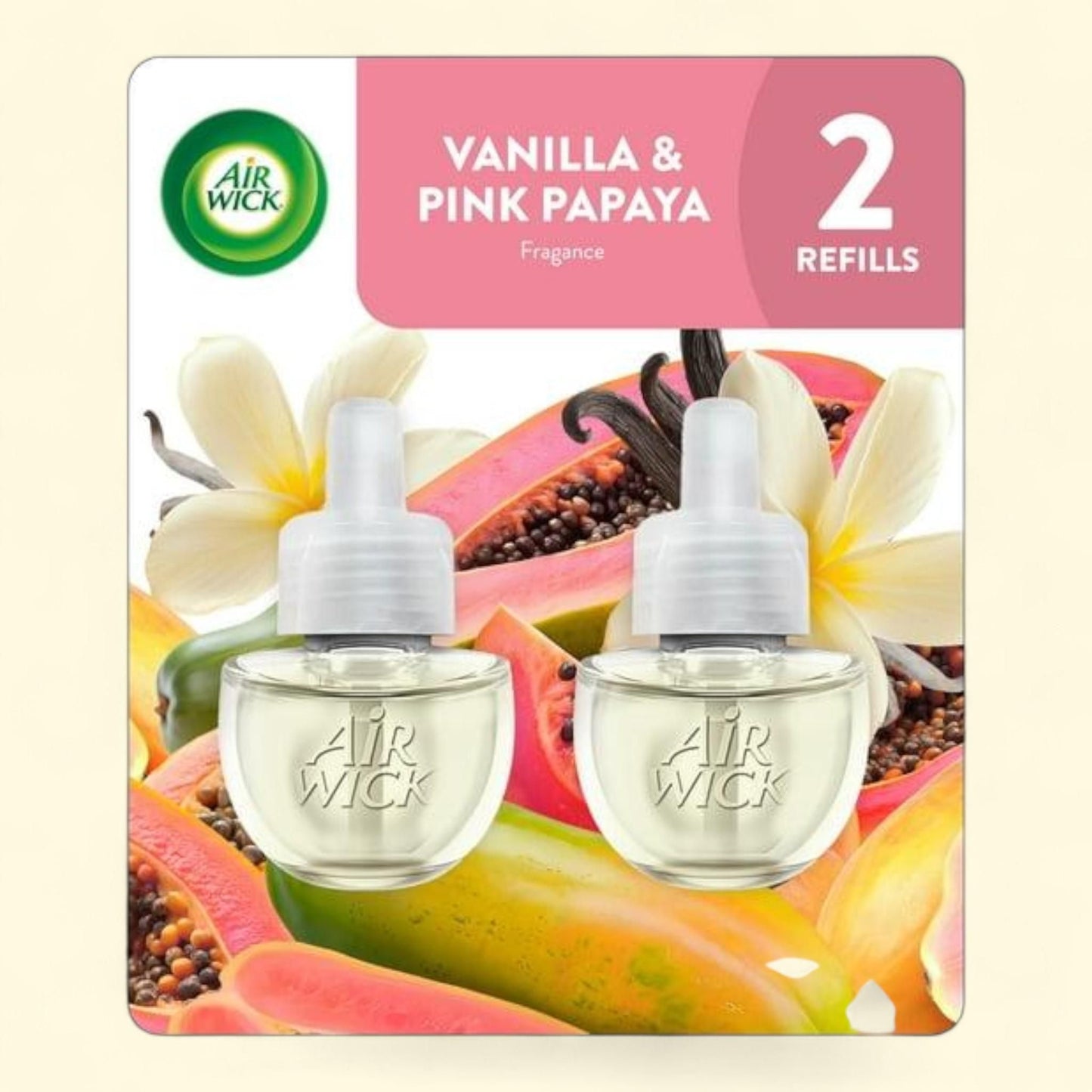 Air Wick Plug-In Scented Oil Refills, Vanilla and Pink Papaya, 2 Count