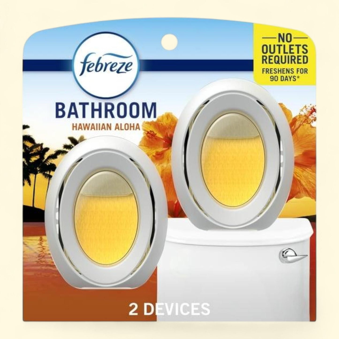 Febreze Bathroom Air Freshener, Small Spaces Odor-Fighting, Hawaiian Aloha, 2 count