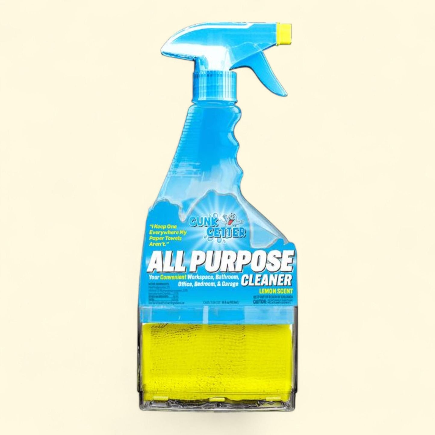 Gunk Getter - Spray Bottle with Microfiber Cap - All Purpose Cleaner 16 fl oz - Lemon Scent