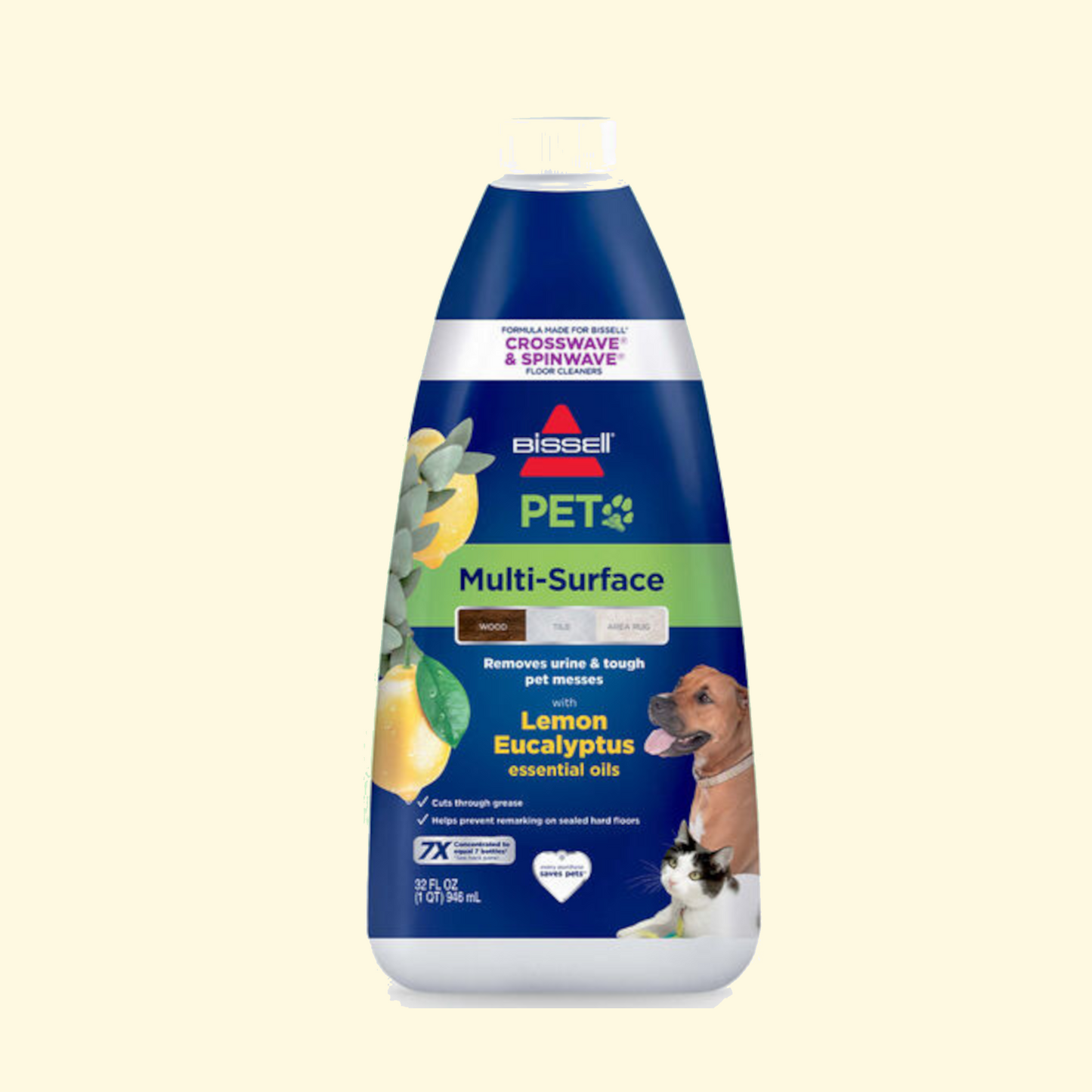 BISSELL PET - Nettoyant multi-surfaces pour sols, parfum citron-eucalyptus, 946 ml