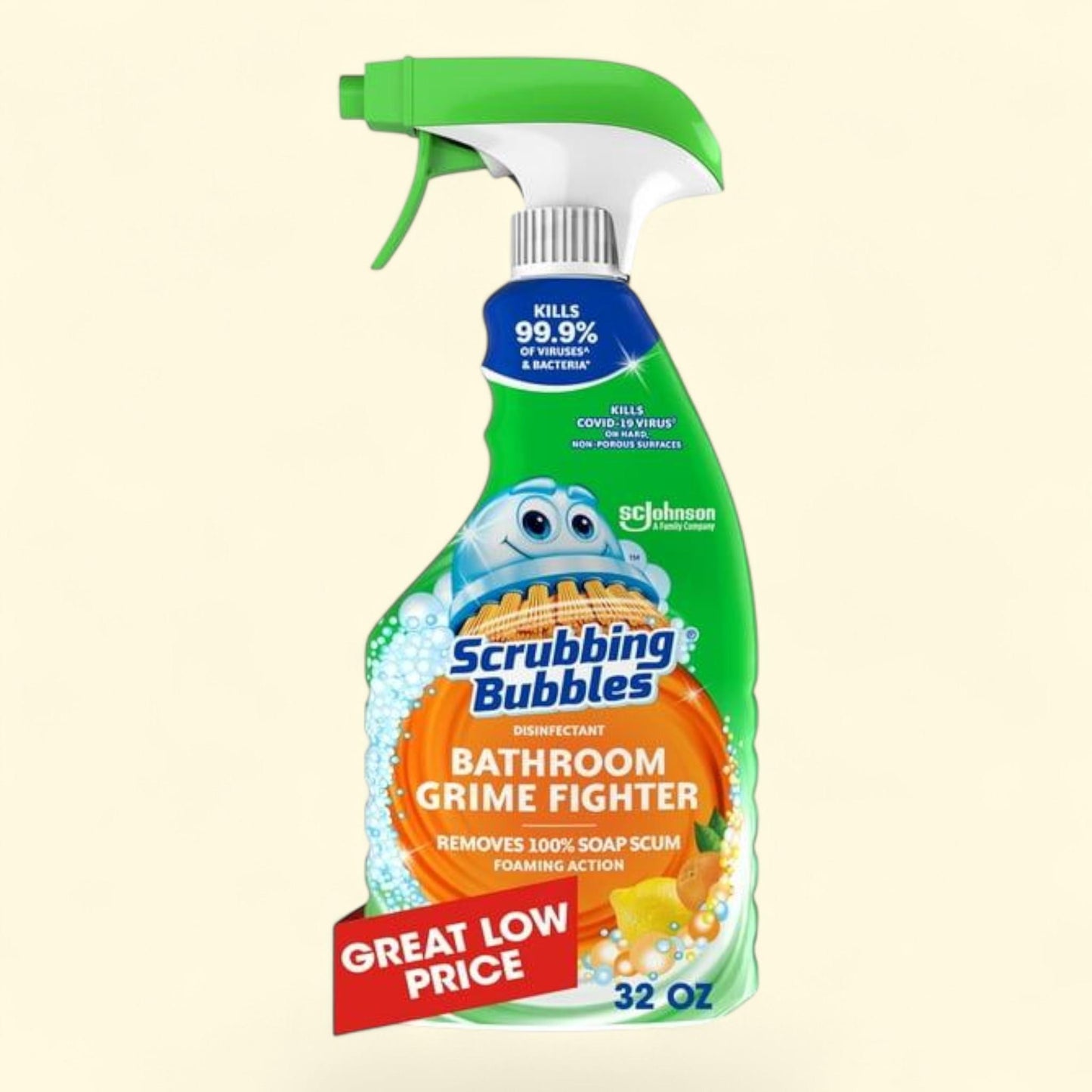 Scrubbing Bubbles Disinfectant Bathroom Grime Fighter Spray, Citrus, 32 fl oz