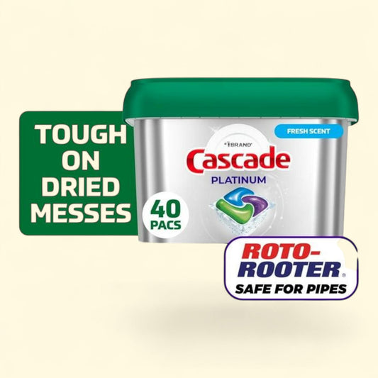 Cascade Platinum + Oxi Dishwasher Pods, 40 Count