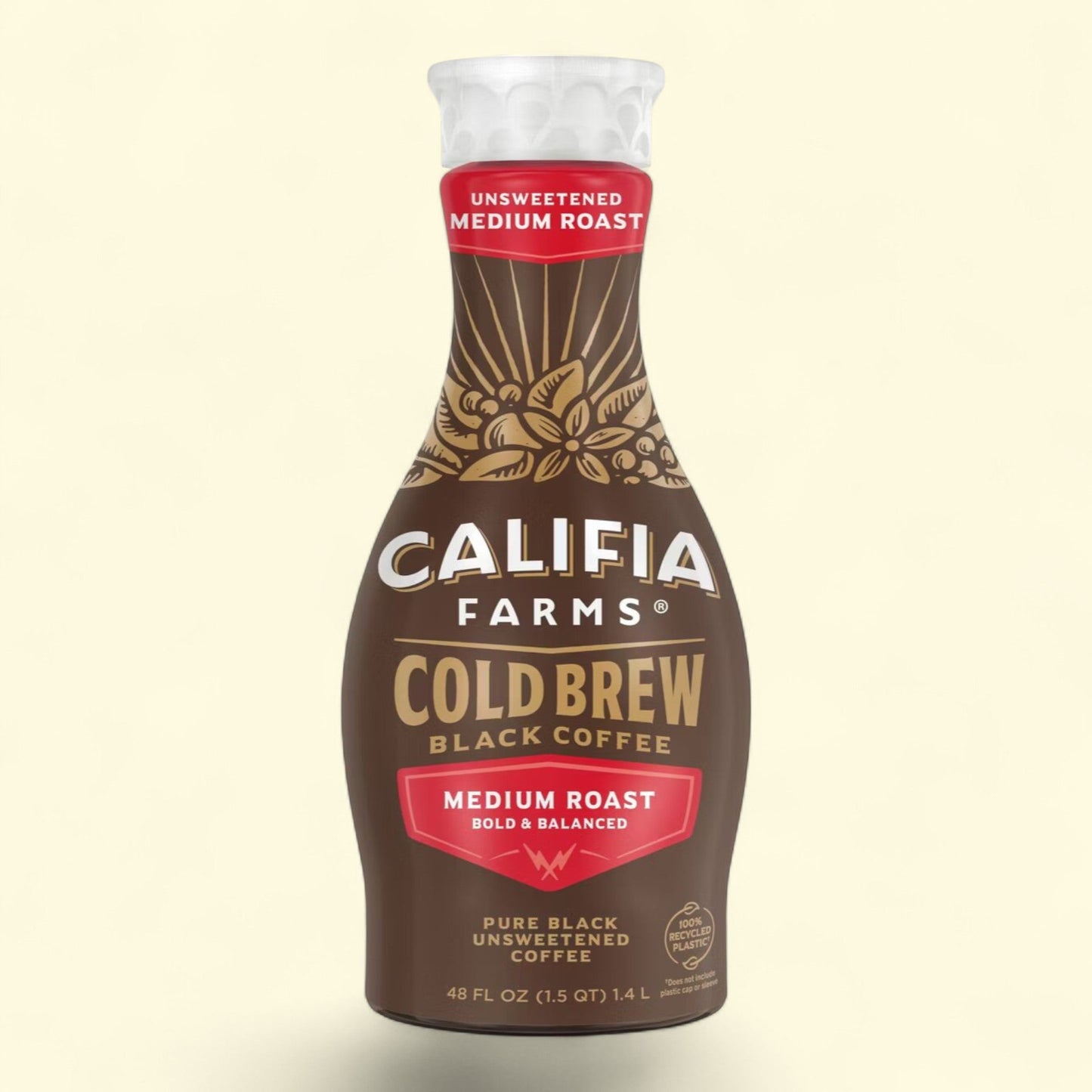 Califia Farms Cold Brew Coffee, Pure Black Medium Roast - 48 fl oz
