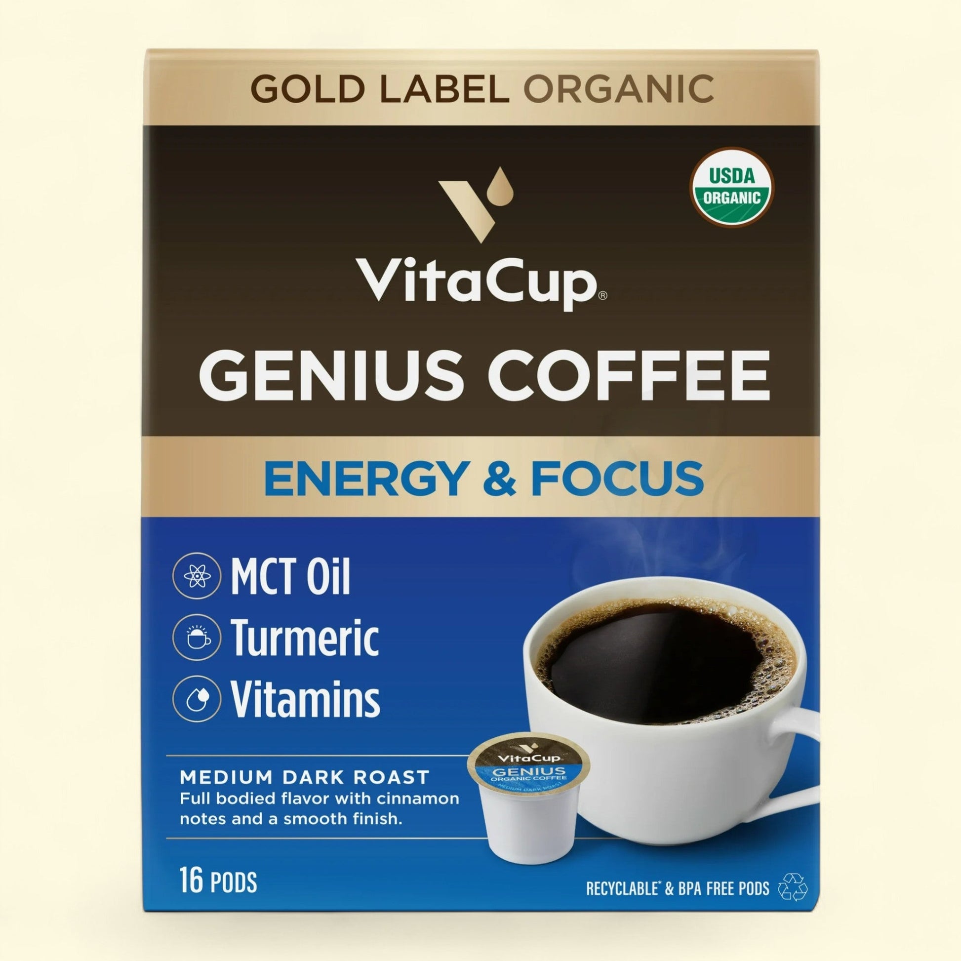 VitaCup Genius Keto Coffee Pods, 16 ct