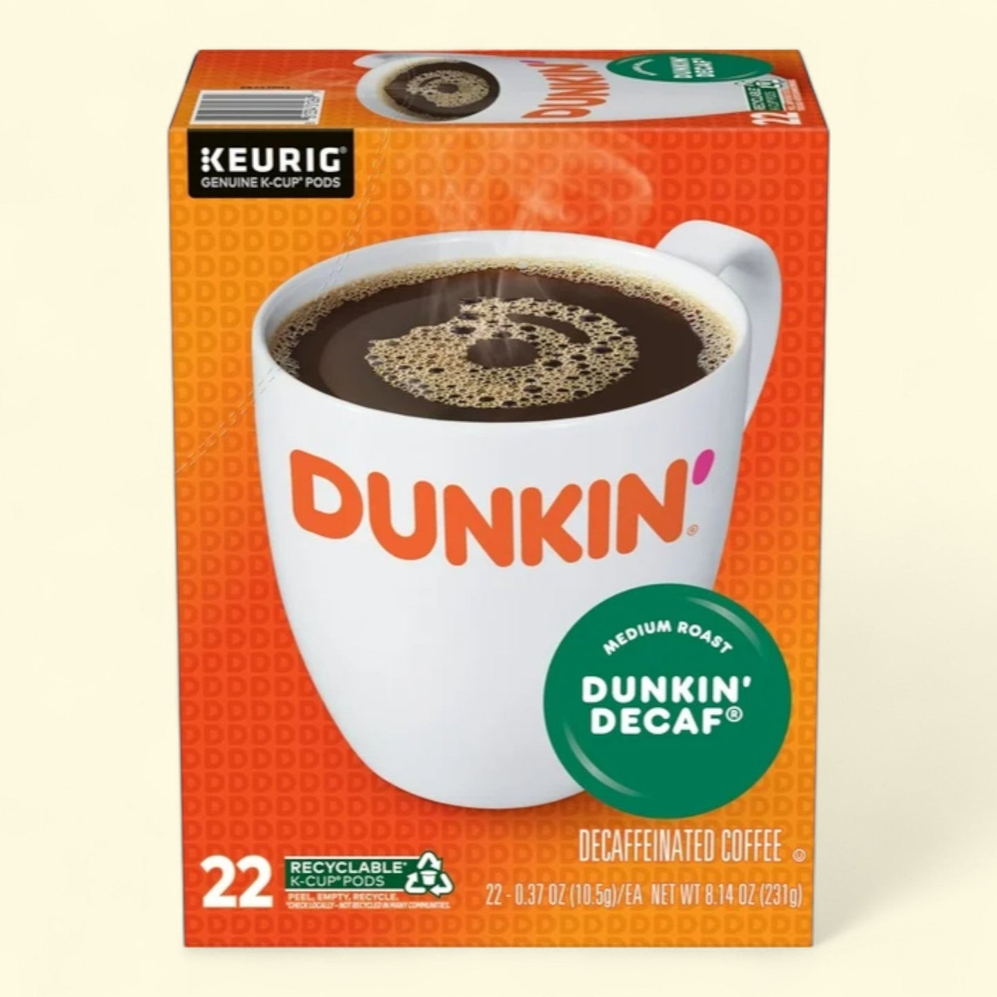 Dunkin’ Decaf Coffee, Medium Roast, 22 Count