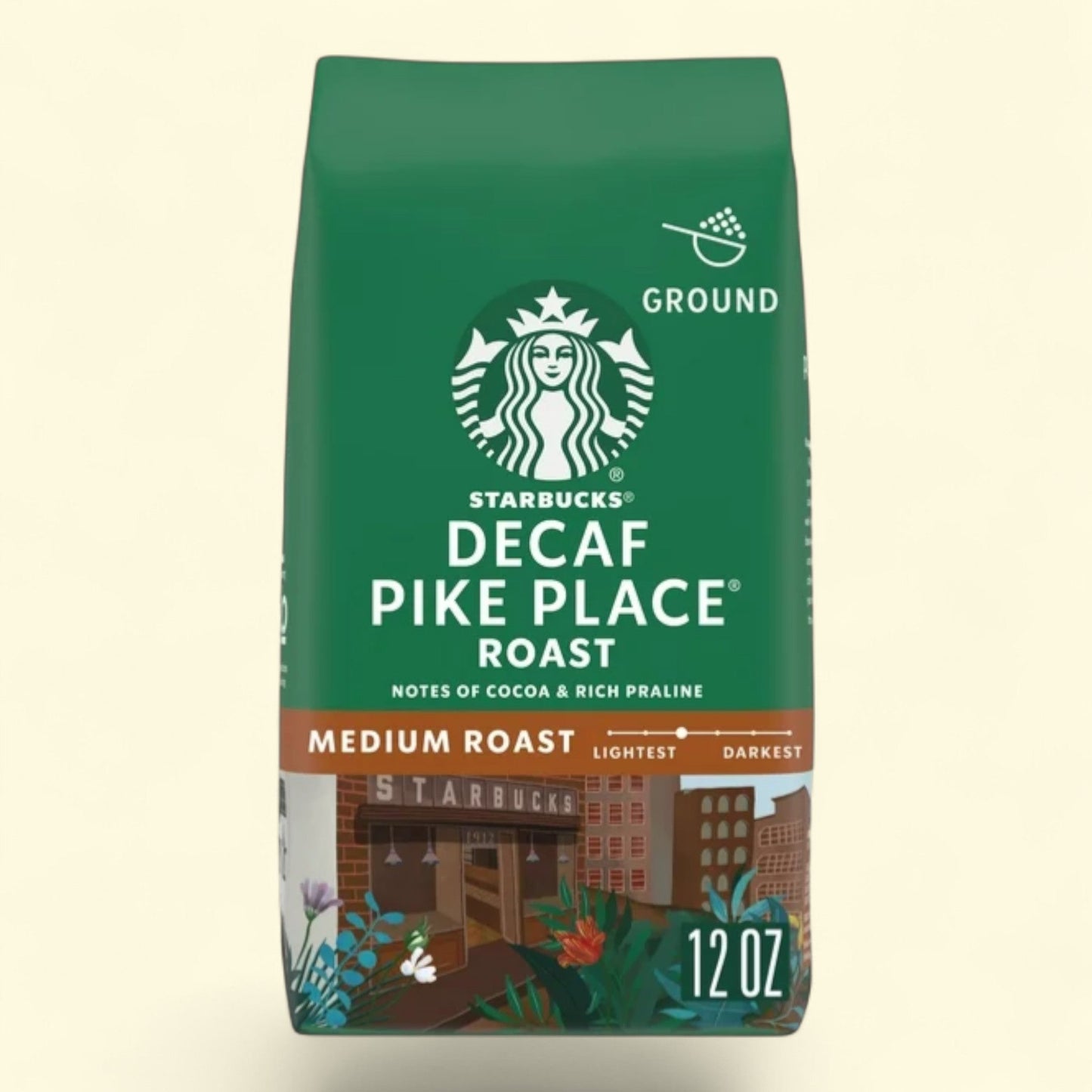 Starbucks Decaf Pike Place Roast Ground Coffee, 12 oz