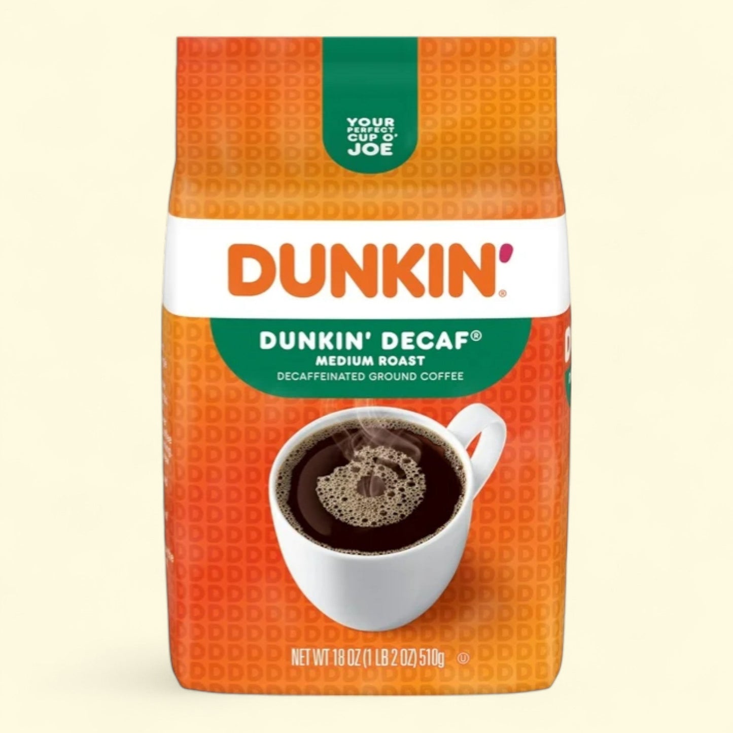 Dunkin' Decaf Ground Coffee, Medium Roast, 18oz