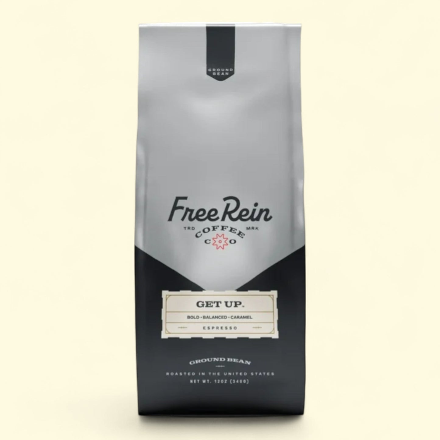 Free Rein Coffee Company, Get Up Espresso Dark Roast Ground Coffee, 12oz Bag