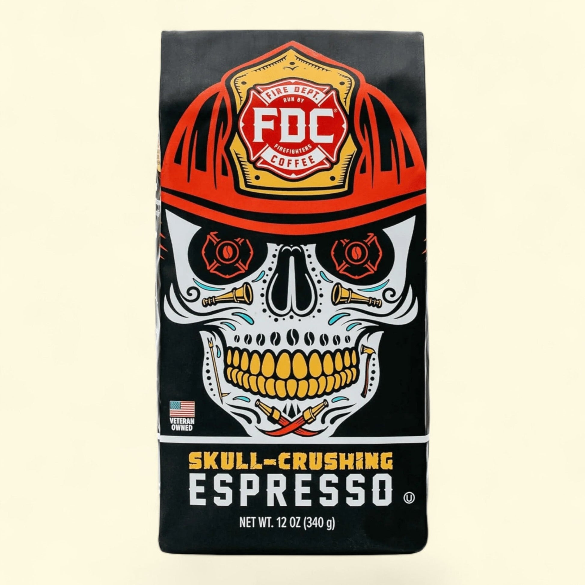 Fire Department Coffee Skull-Crushing Espresso Dark Roast, 12 oz