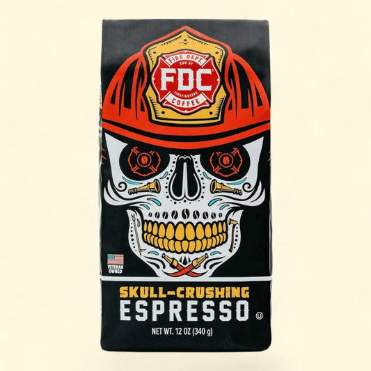 Fire Department Coffee Skull-Crushing Espresso Dark Roast, 12 oz