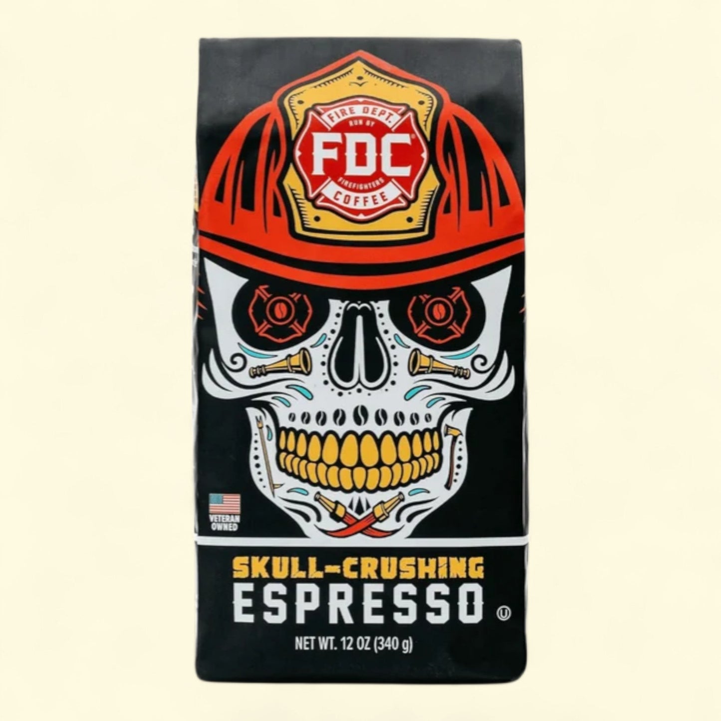 Fire Department Coffee Skull-Crushing Espresso Dark Roast Premium Ground Coffee, 12 oz.