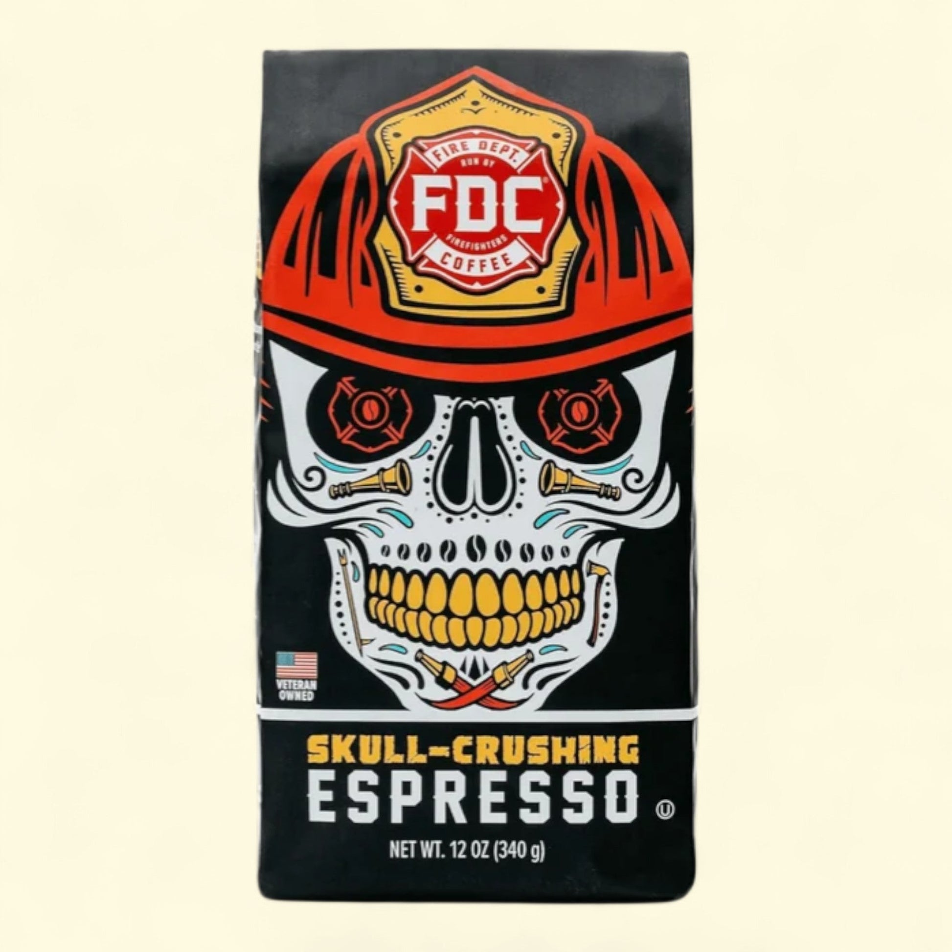 Fire Department Coffee Skull-Crushing Espresso Dark Roast Premium Ground Coffee, 12 oz.