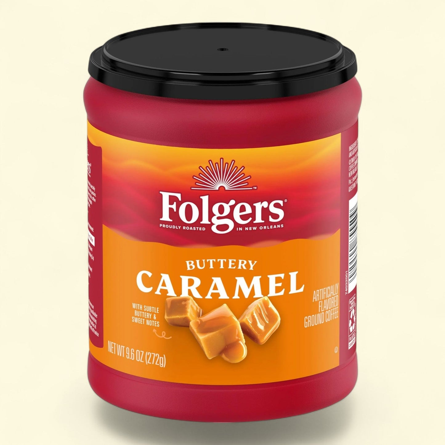 Folgers Buttery Caramel Ground Coffee, 9.6 oz Canister